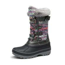 Boys And Girls Winter Snow Boots, Water-Resistant Mid Calf Boots With Anti-Slip Sole, Insulated & Cozy Faux Fur Lining For Little And Big Kids - Màu Xám nhạt - Xem 4