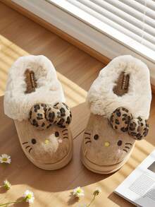 Sanrio Hello Kitty 卡通毛绒拖鞋，适合青少年和女孩 - 舒适温暖，卡通鞋，毛茸茸的拖鞋，毛茸茸的拖鞋，鞋底带有可爱的 Sanrio 人物 Hello Kitty 设计 - 非常适合冬季室内休闲 - 棕色 - 查看 6