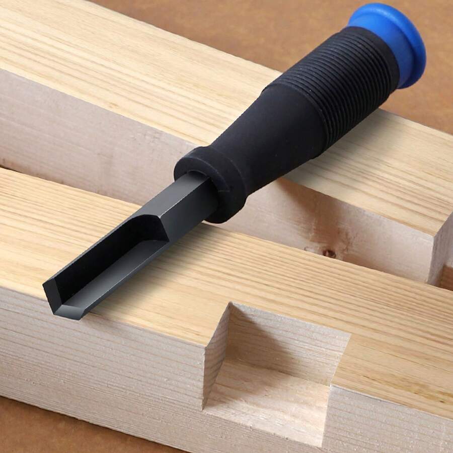 Right Angle Chisel Chrome Vanadium Steel TPR Handle Square Corner Chisel For Woodworking Slotting Cutting - 黑色 - 查看 1