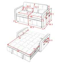 Modern 55.5" Pull Out Sleep Sofa Bed 2 Seater Loveseats Sofa Couch With Side Pockets, Adjsutable Backrest And Lumbar Pillows For Apartment Office Living Room, Beige - 米色 - 查看 11