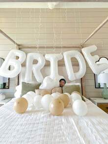 kumozawa 1 bộ bóng bay biểu ngữ chữ "Cô dâu" màu trắng cho tiệc, bóng bay "Cô dâu" màu trắng 40 inch / 16 inch, thích hợp cho tiệc chia tay cuộc sống độc thân, trang trí đám cưới, đồ dùng cho tiệc tại nhà, đồ trang trí đính hôn - trắng - Xem 7