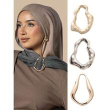 3PCS The New And Fashionable Irregular Teardrop-Shaped Scarf Buckle Is Very Beautiful And Practical. It Is Multi-Functional And Can Be Used To Decorate And Fix Scarves And Headscarves - 彩色 - 查看 9