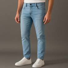 Men's Slim Casual Premium Jeans - Light Wash - View 12
