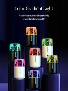 1 pieza Difusor de aroma volcánico de 180ml de capacidad (alimentado por USB). 2 modos de niebla, funcionamiento silencioso, 5 aromas (fragancia oceánica), se puede usar como ambientador de coche y difusor de aceites esenciales para el hogar. - Blanco y negro - Ver 5