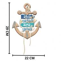 Placa Decorativa Âncora - Água salgada 22x29cm - Multicolorido - Visão 3