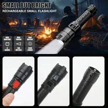 1 件 LED 手电筒，便携式防水充电手电筒，多功能伸缩变焦手电筒，户外 USB 充电应急手电筒，用于应急、露营、露营配件 - white light - 查看 8