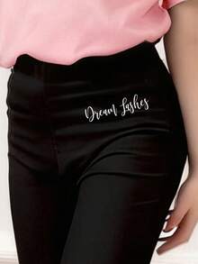 Toddler Girls' Cartoon Print Short Sleeve Top And Skinny Flared Pants Set - Pink - View 4