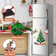 Árbol de Navidad Magnético para Refrigerador-Kit de 24 Imanes Navideños (Incluye Reno, Papá Noel, Regalos)-Decoración Festiva para Puertas de Metal, Coches y Garajes-Impermeable y Reutilizable (A) - A - Ver 4