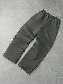 Quần nỉ ống đứng màu trơn, dáng rộng, phù hợp cho cả nam và nữ, phong cách đường phố thường ngày, thoải mái, phù hợp với mọi mùa - Màu xám đen - Xem 2