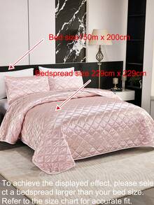 3pcs Satin-Like Pink Bedspread Set (1 Bedspread + 2 Pillowcases Without Insert), Cute Cottagecore Fresh Style, Washable Breathable Lightweight Fabric, Bedroom & Room Decor, Gift Ideal, Luxe Aesthetic