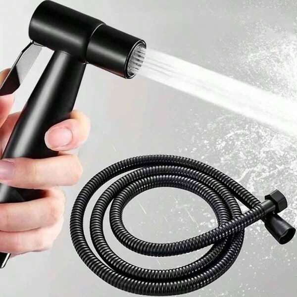 1 Set Black 304 Spray Gun + 59.06 Inch Black Encryption, Stainless Steel Bidet Sprayer For Toilet-Handheld Sprayer With 59.06inch Hose, Perfect For Feminine Hygiene, Diaper Cloth Washer & Reduce Toilet Paper Waste, Black