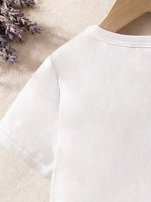 女童樱桃印花上衣和格子裙裤套装，夏季 - 白色 - 查看 4