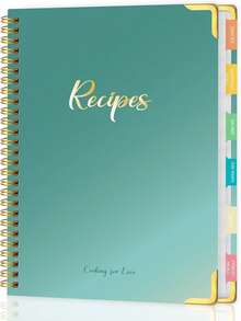 BUBU Libro de recetas en blanco, escribe tus propias recetas, libro de recetas en blanco lindo, libro de recetas en blanco de 8X5.6 pulgadas, adecuado para recetas caseras, cuaderno de recetas con tapa dura, escribe tus propias recetas, útiles escolares, vuelta al cole, regalo del Día del Maestro, regalo del Día de la Madre - Verde - Ver 9