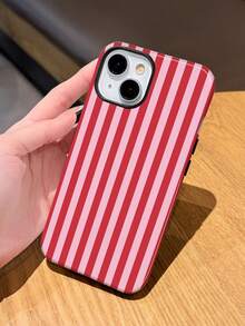 1 件装极简条纹图案亮面二合一贴膜手机壳，适用于三星/11/12/13/14/15/16/17 Pro Max - 彩色 - 查看 4