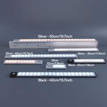 1pc LED Under Cabinet Night Light , 3-Color Dimmable, Timer, Magnetic, USB Rechargeable, Lithium Battery Powered, Wall Mount, Freestanding, Motion-Sensor Activated, Fantasy Theme For Kitchen, Wardrobe, Closets, Counter, Cupboard, Stairs, Corridor, Shelf - Metal Sensor Night Light - View 3