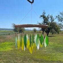 Wind ChimesSpring Leaves and Driftwood Glass Chime Wind ChimesWind Chimes - verde - Ver 6
