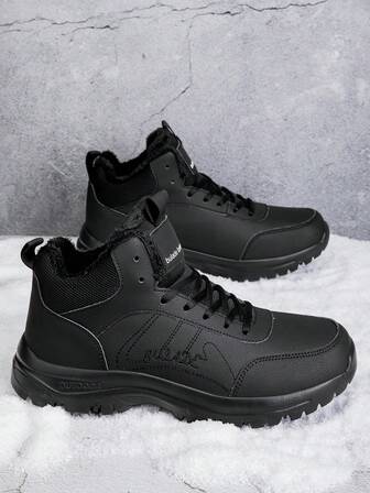 Botas de nieve de invierno para hombres, resistentes al agua, cálidas, forradas de piel, antideslizantes, para trabajo, tobillo, zapatos casuales, ligeros, para senderismo y trekking al aire libre