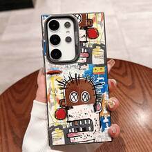 Esta funda de teléfono con diseño de patrón de personaje esponjoso es exclusiva para Samsung Galaxy S25ULTRA, S24PLUS, S23FE, S21PRO, S22, S20+, A03S, A05S, A14, A31, A53, A34, A10, A04E, M04, A33, A35, A55, A72, A71, A70, A22, A16, A06, A20S, A54, con diseño IMD plateado antimanchas, moderno, a la moda y colorido. - Colores mixtos - Ver 2
