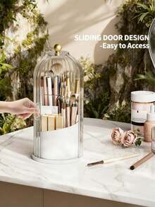 وعاء تخزين فرش التجميل الفاخرة - زجاج بمقبض ذهبي، مضاد للغبار/صحي/يبقى نظيفًا/منظم/ديكوري للعرائس/عشاق المكياج/طلاب الجامعة، استعدادات الزفاف/غرفة النوم/الحمام، عيد الزواج/الشتاء، هدايا للخطيبة/الصديقة المقربة، تصميم فاخر (وعاء مكياج/منظم فرش/تخزين مستحضرات التجميل/أساسيات العروس/هدية للعروس/اكسسوارات تجميل)