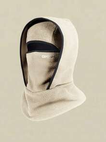 1件男女通用连帽拉法帽，户外防风保暖加厚内衬颈套，纯色，冬季