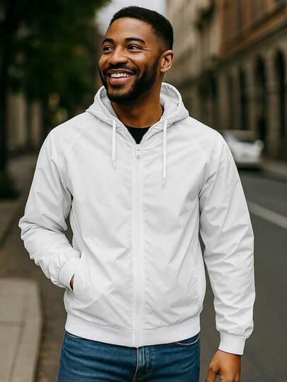 jaqueta corta vento unissex com capuz e bolso indicada para uso em academia treinos corrida e trabalho leve quente e confortavel