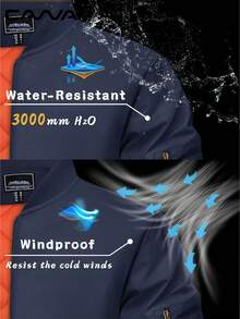 Cavva 男士飞行员夹克 防水防风 轻便 多口袋 休闲保暖 拉链外套 秋冬款 带拉链口袋 徒步 露营 工作 - 藏蓝色 - 查看 7