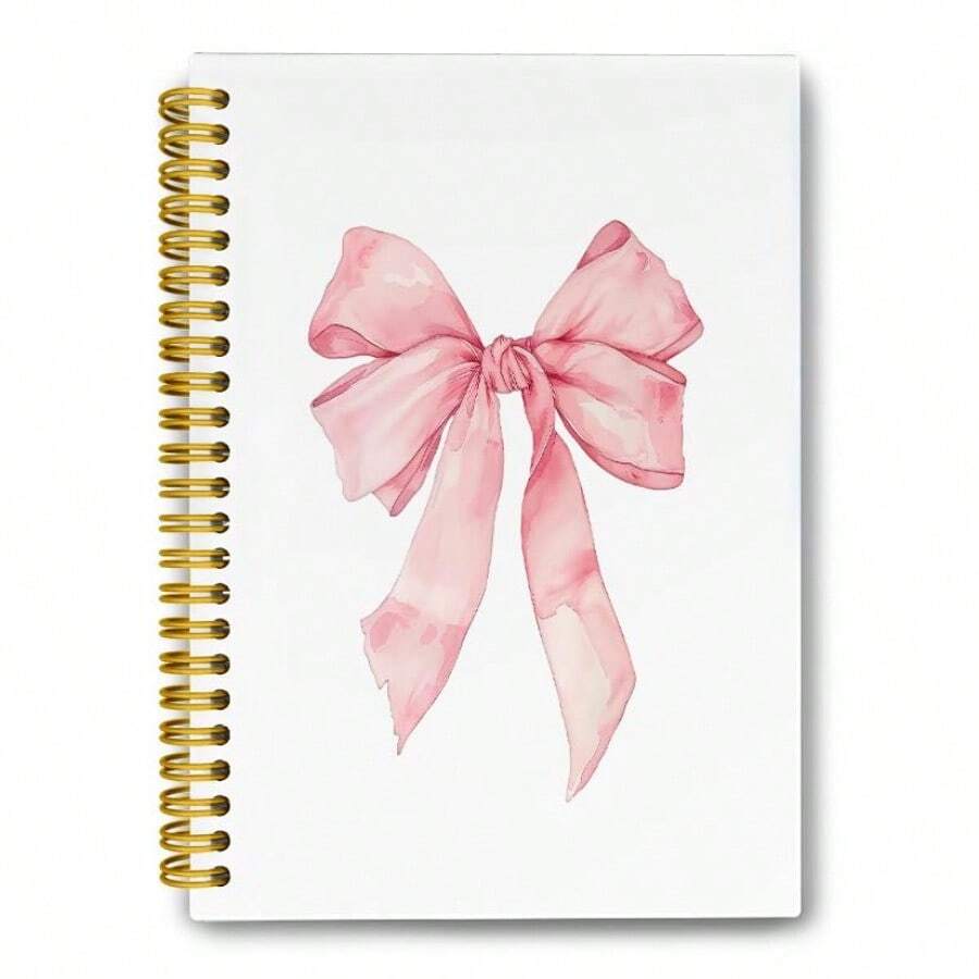 LiTiu Pink Cute Coquette Preppy Spiral Journaling Notebook Aesthetic Notebook for School Teen Girls Women Trendy Funky Hardcover Spiral Campus Notebooks 80 Sheets 5.8x8.3 - como en la foto - Ver 1