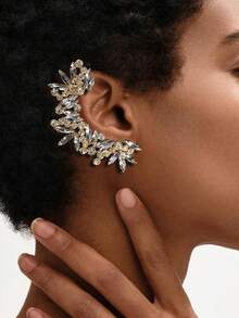 女士时尚首饰，个性化耳环套装，镶嵌人造宝石，优雅别致，特别耳环，奢华夹式耳环 - 彩色 - 查看 9