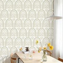 1 Roll Bohemian Style Self-Adhesive Wallpaper - Vintage Geometric Floral, Peel And Stick Wallpaper, Waterproof And Removable Decorative Sticker, Suitable For Living Room, Bedroom, Background Wall, Cabinet, Bookshelf, Furniture Renovation, Hostel Entrance, Corridor, DIY Transformation - Multicolor - View 7
