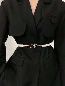 1 Piece Adjustable Belt For Women, High-End Fashion Casual New Waist Belt, Versatile Decorative Women's Waist Cincher, Fashionable Versatile Dress Belt, Thin Summer, School Autumn, Autumn, Halloween - 黑色 - 查看 5