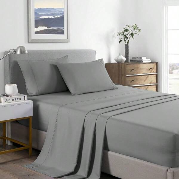 Royal Comfort Sheet Set 2000TC Ultra Soft Bamboo Microfibre Blend Fitted Sheet And Flat Sheet And Pillowcase Set Single Mid Grey