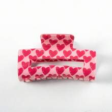 1 Pc Woman Pink Love Printing Cute Valentine'S Day Gift Hair Claws Clips Pink Accessories Valentine's Day Hair Jaw Clip Hair Clamps Hair Clutch Hair Catcher Clip, School Stuff, College Fall Winter Hair Clip Claw Clip Hair Accessories For Women For Vacation Outfits Woman