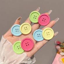 4 Korean-Style Sweet Oval Hair Clips - Candy Color, Durable Plastic, Simple Design For Easy Use, Suitable For Halloween And Daily Hairstyles. Cute Hair Clips, Lively Hair Accessories, Decorative Hair Clips, Inspired By Korean Fashion - 4 chiếc - Xem 7