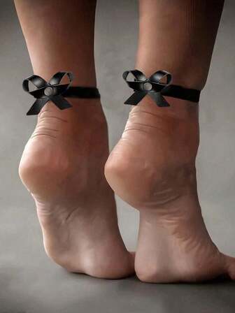 2pcs Women's Sexy And Cute Bow Leg Decoration Strap Adjustable Leather Leg Rings Gothic Punk Ankle Strap Exotic Style Accessories