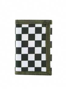 3 Fold Wallet, Cartoon Camo Print, Plaid Mosaic Style, Durable Polyester Material With Zipper Pocket & Key Ring, Suitable For Daily Coin Purse - Multicolor - View 13