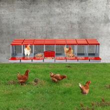 gladney 8-Compartment Red PP Chicken Nesting Box With Front Egg Collection, Freestanding Or Wall-Mounted, Sloped Roof Drain Holes And Non-Slip Lids, 222.8*51.5*46.5cm - Đỏ - Xem 2