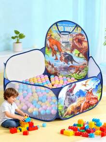 1个卡通恐龙游戏屋帐篷，弹出式游戏帐篷，室内/室外游戏帐篷，便携耐用，带篮球架，适合儿童，是感恩节、万圣节、圣诞节、复活节、生日的绝佳礼物