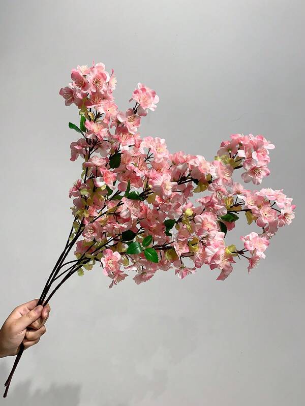 1/2/5 piezas Ramas de cerezo y flor de melocotón de seda rosa de 70 cm | Tallos largos para decoración primaveral del hogar, sala de estar y mesa del comedor