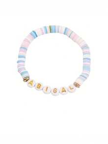 1Pc Custom Bohemian-Style Beaded Bracelet, Personalized Gold Letter Beads, Personalized Name, Date, Message Jewelry, Colorful Bead Design, Valentine's Day Gift, Birthday And Anniversary Gift For Her, Him, Mom, Dad, Friends