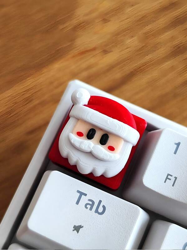 Tecla de teclado con diseño impreso en 3D de Papá Noel, decoración cultural creativa para teclado mecánico, botón de teclado de repuesto, tecla de alivio del estrés de oficina, decoración personalizada de teclado de escritorio (adecuado solo para teclado mecánico)