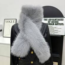 1 Piece Universal Double-Sided Faux Fox Fur Long-Plush Scarf, Durable Faux Fur Fabric (Double-Sided Warmth To Block Cold Air + Fine & Soft Plush That's Gentle On Skin Without Itching, Black & Cream Color Combination For Versatile Styling), Elegant & Versatile Style, Suitable For Matching With Winter Wool Coats / Wind Protection During Outdoor Walks / Styling For Friends' Gatherings / Surprise Birthday Gift (Fashion Enthusiasts) / Daily Outdoor Warmth - 1 - View 7