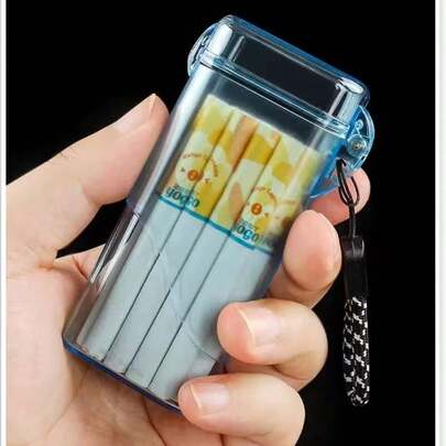 1个装 紧凑型三合一透明便携密封防水香烟盒，男女通用吸烟配件收纳盒