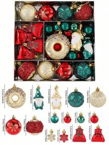 60 de decorațiuni de Crăciun cu globuri, seturi de ornamente festive asortate rezistente la spargere, set de pandantive suspendate Deluxe de 2,4 inch, potrivite pentru bradul de Crăciun, petrecere și decor interior de sărbători, decorațiuni de Crăciun pentru casă, cadouri de Crăciun, decor de Crăciun - Multicolor - Vizualizare 17