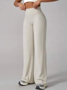 TimeOff 1Pc Women'S Minimalist V-Shaped Lifting Straight Wide-Leg Letter Print Elastic Waist Sports Pants Tights