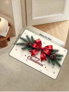 1 pezzo Zerbino natalizio con fiocco rosso + slogan "Buon Natale", lavabile in lavatrice, facile da pulire, morbido e durevole, leggero e confortevole, adatto per soggiorno, cucina, ingresso, camera da letto, zerbino natalizio, design natalizio - Multicolore - Visualizzare 17