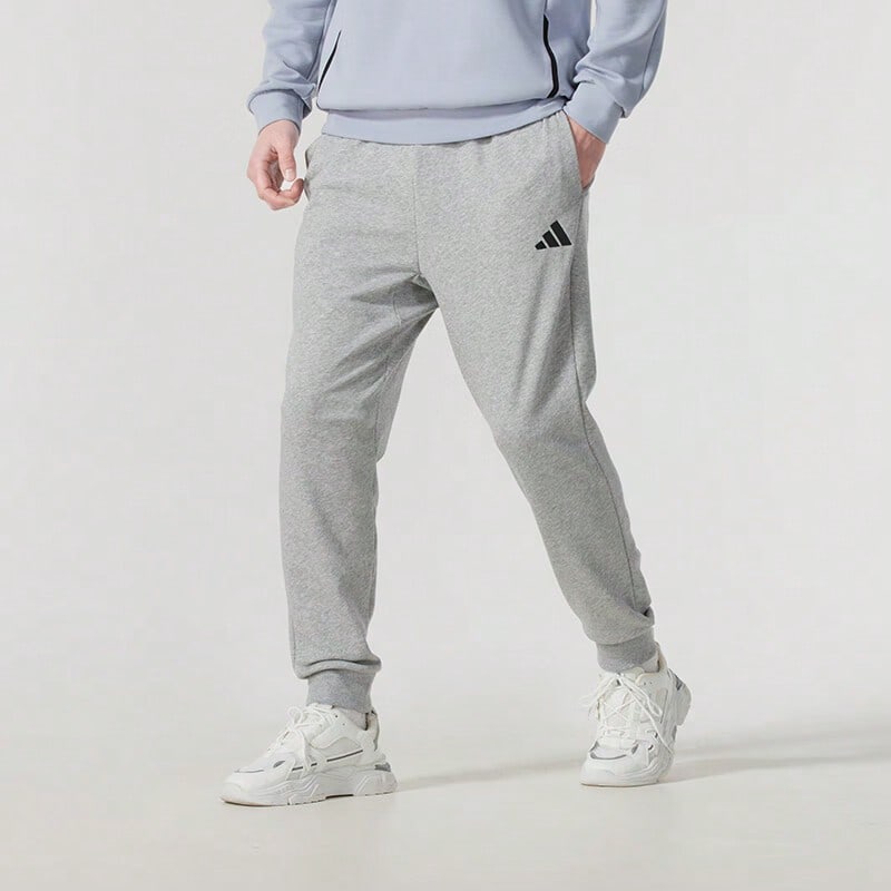 阿迪达斯男士2026冬季新款休闲简约抽绳运动裤 JE3855 - 灰色 - 查看 1