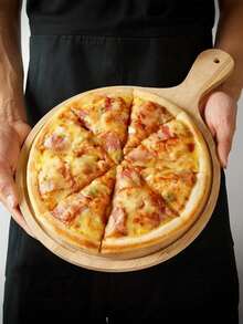 Drewniany talerz do pizzy 1/2 z uchwytem 30*43 cm, taca do serwowania pizzy - okrągły talerz śniadaniowy i deserowy do domowych kuchni, na imprezy, kemping i wakacje - idealny na owoce, słodycze, ciasta i sushi, akcesoria kempingowe | Gładka powierzchnia - talerz do pizzy, naturalny bambusowy talerz do pizzy, talerz do pizzy z uchwytem, bambusowy talerz do pizzy, bambusowa taca, okrągła deska do krojenia, drewniana deska do krojenia pizzy