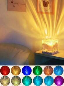 1pc USB Powered Aurora Wave Projection Light - 16 Color Gradient LED Mood Light With Remote Control, Modern Iceberg Design For Home, Office, Bar And Underwater Night Scene Decoration, Ambient Lighting - Multicolor - View 2