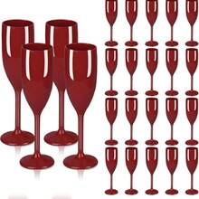 Plastic Champagne Flutes Dark Red Set Of 24, Acrylic Glasses Goblets Cups Toasting Shatterproof Reusable Flute, For Christmas Wedding Party Mimosa Bar Anniversary Birthday - 深紅色 - 查看 8