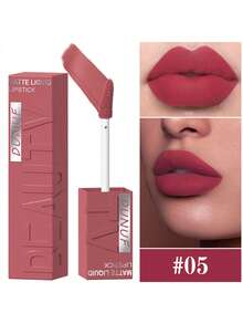 裸棕色哑光液体唇膏，丝绒性感深红色唇彩，不粘腻，持久唇妆 - 彩色 - 查看 20